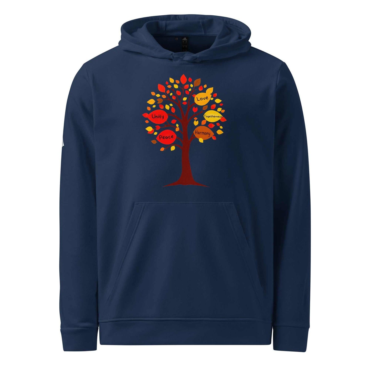 Thanksgiving Tree of Gifts Hoodie Sweater with autumn leaves and inspiring messages.