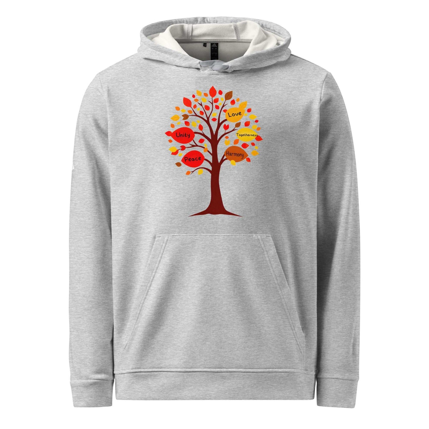 Thanksgiving tree of gifts hoodie sweater with autumn leaves and inspiring words.