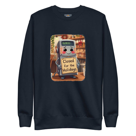 Unisex Premium Holiday Sweatshirt with Calorie Counter Robot Design