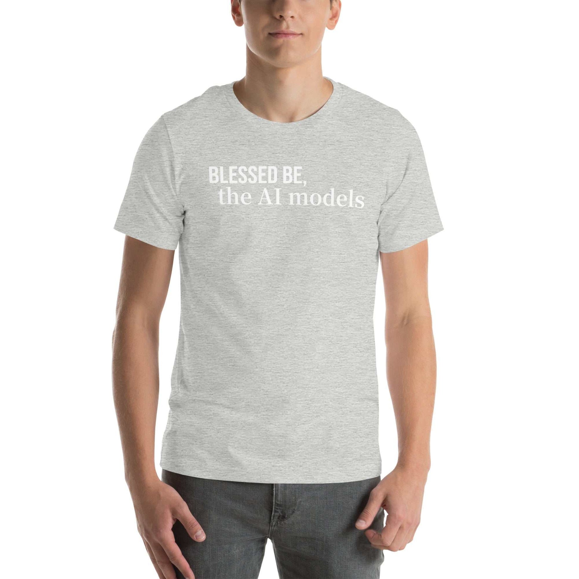 Binary Beatitudes AI T-Shirt featuring a scroll with 14 technological commandments