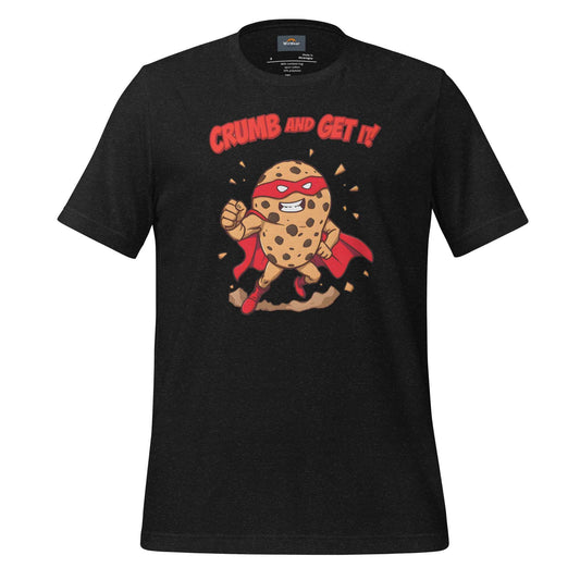 Superhero Cookie T-Shirt featuring a muscular cookie character with cape and heroic pose