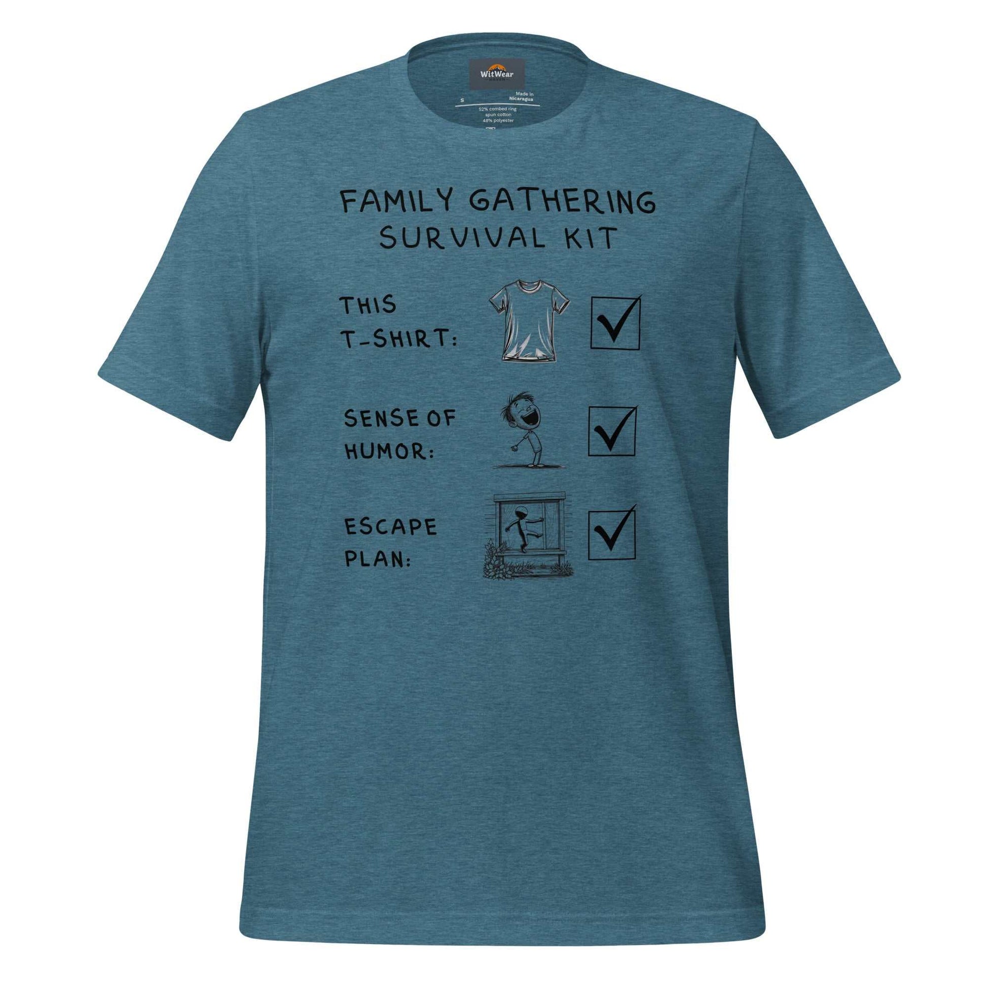 Family Gathering Survival Kit T-Shirt with humorous text