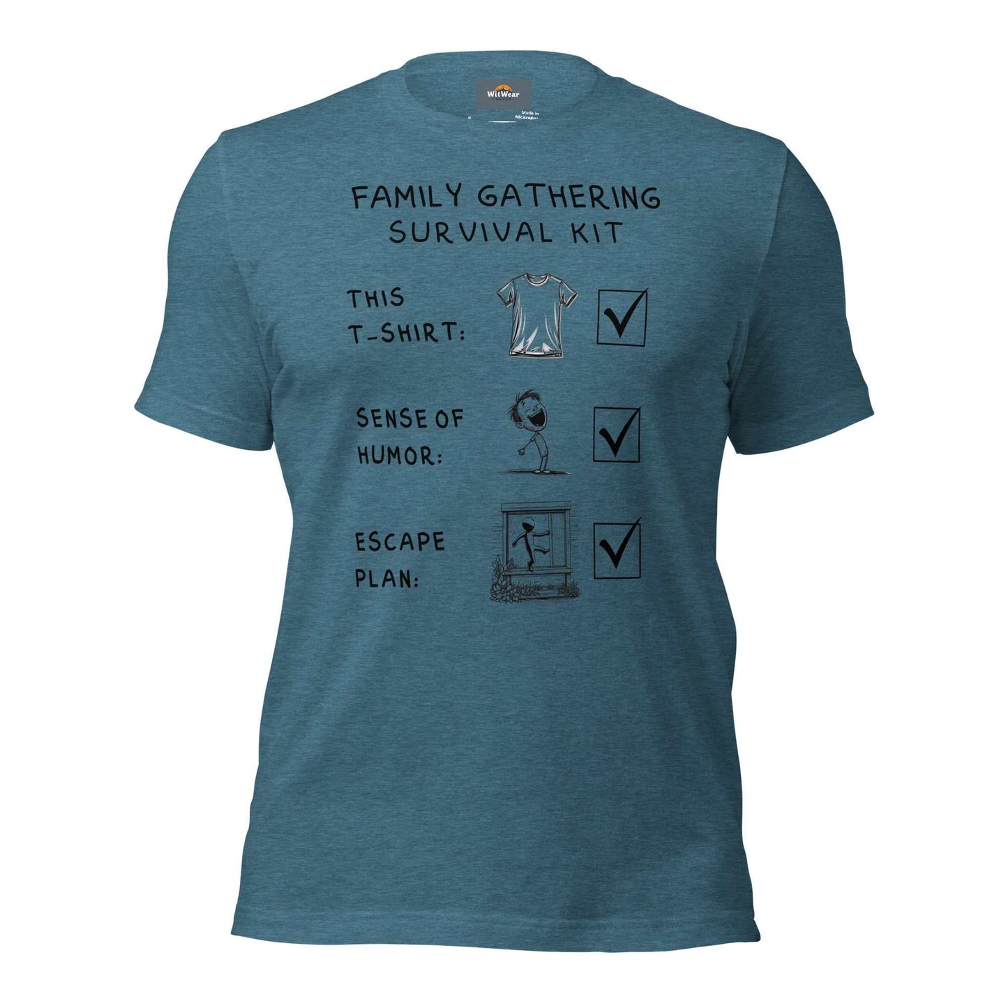 Family Gathering Survival Kit T-Shirt with humorous text