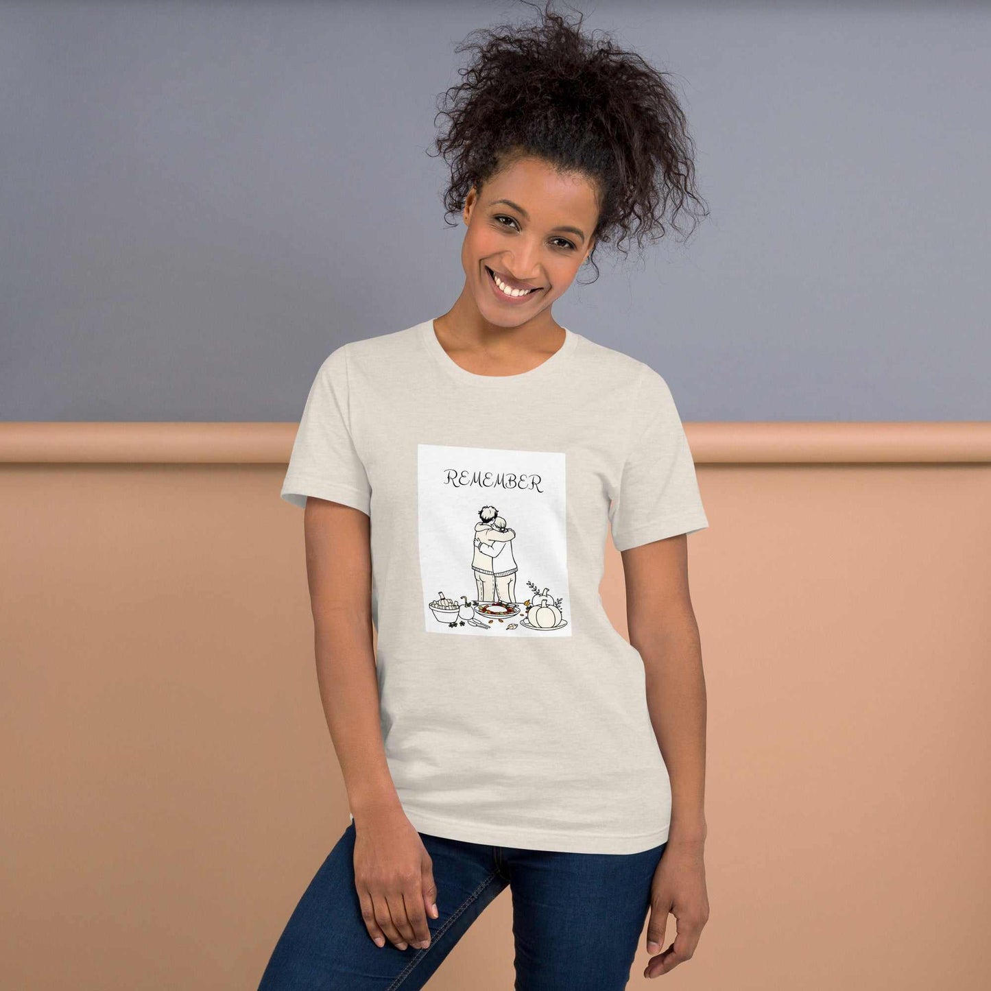 Unisex "Remember" Thanksgiving love t-shirt featuring a humorous design.