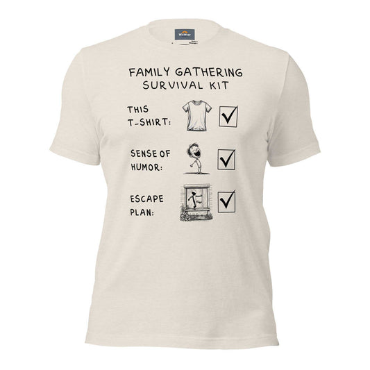 Family Gathering Survival Kit T-Shirt with humorous text