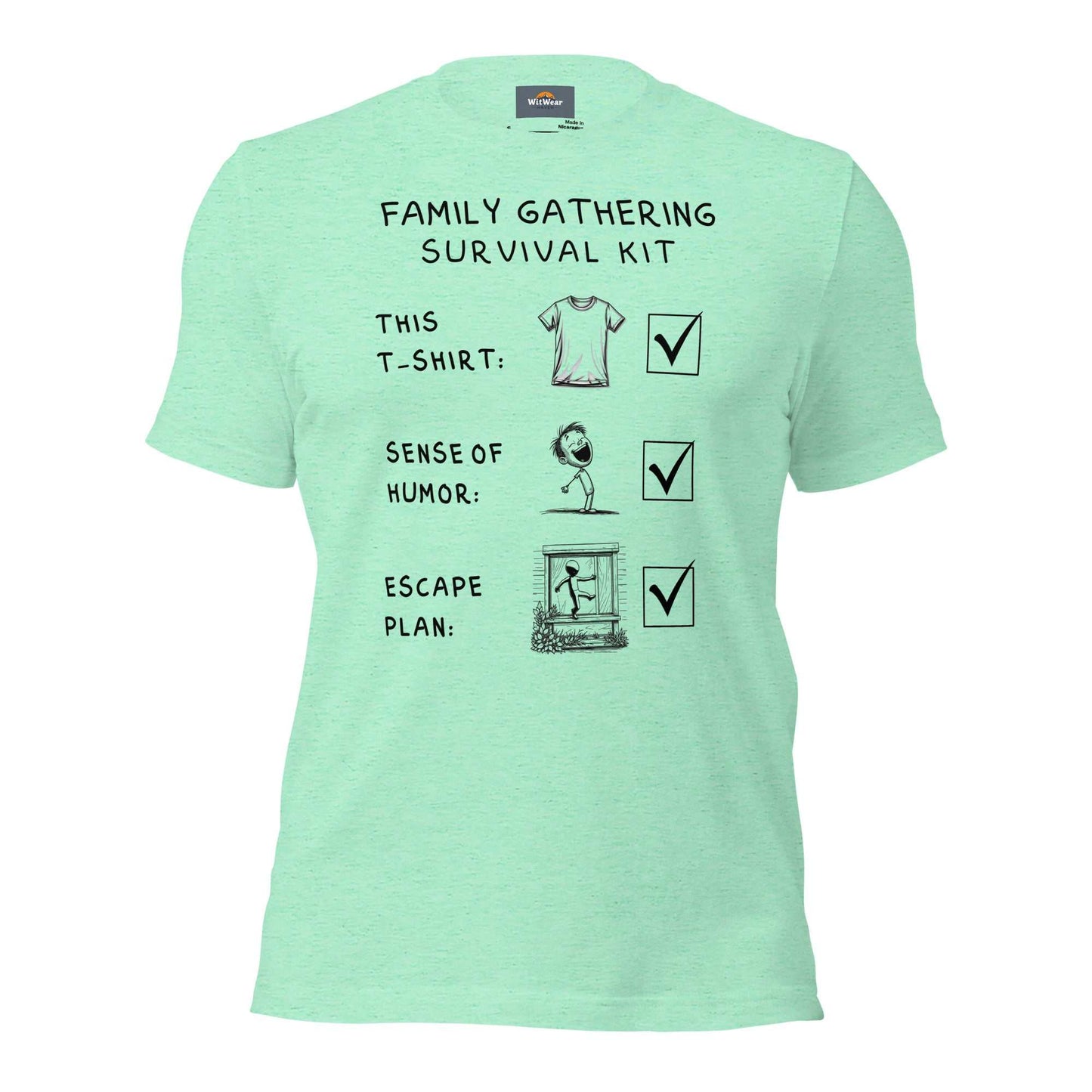 Family Gathering Survival Kit T-Shirt with humorous text