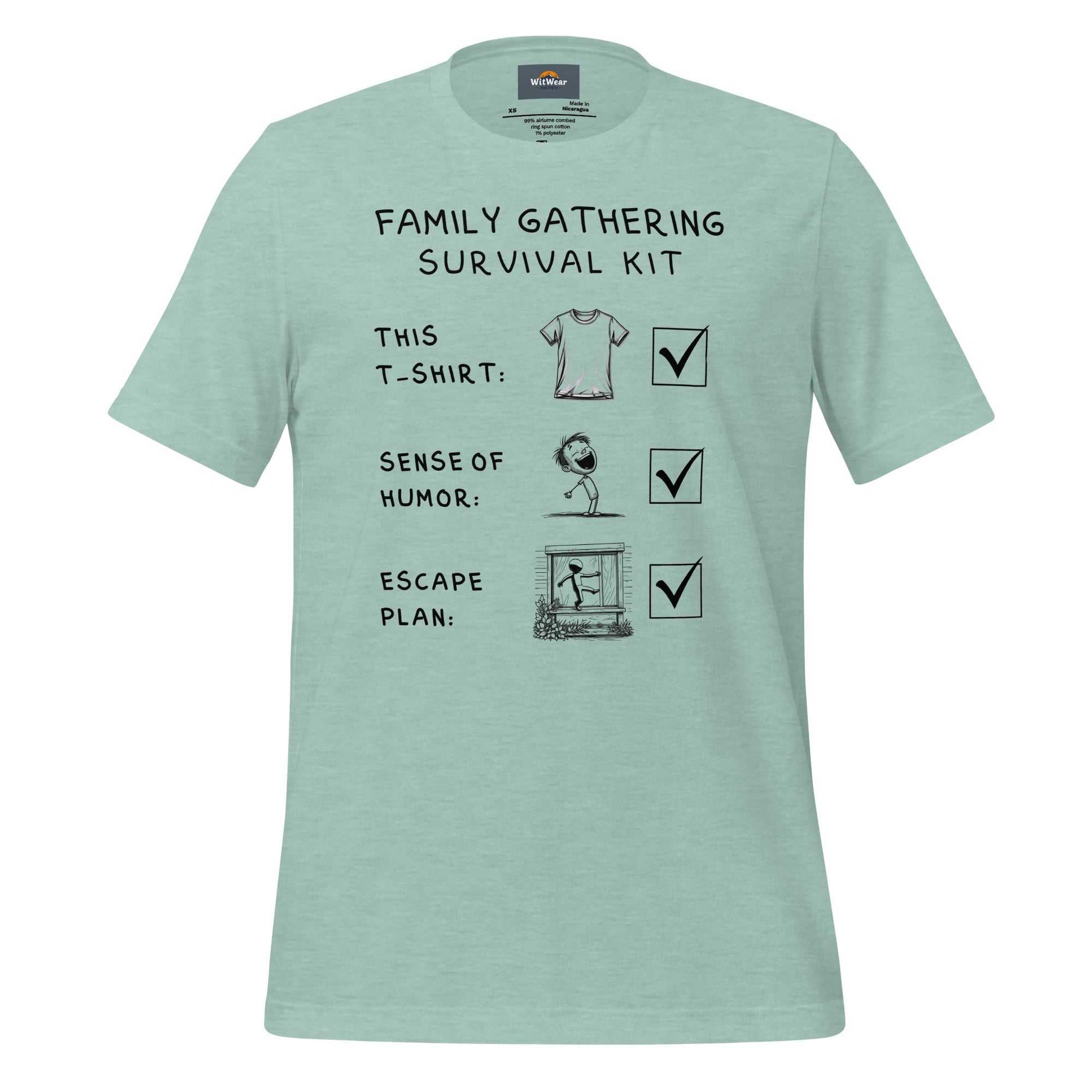 Family Gathering Survival Kit T-Shirt with humorous text