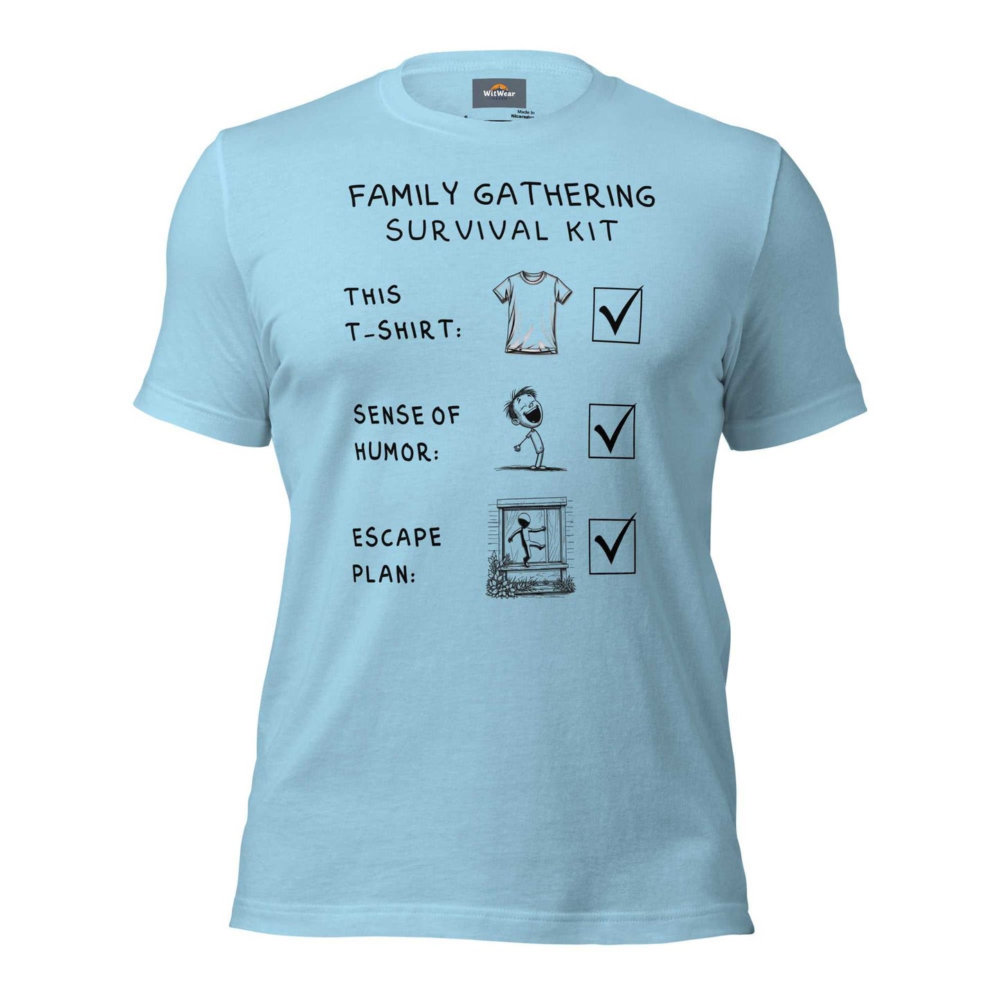 Family Gathering Survival Kit T-Shirt with humorous text