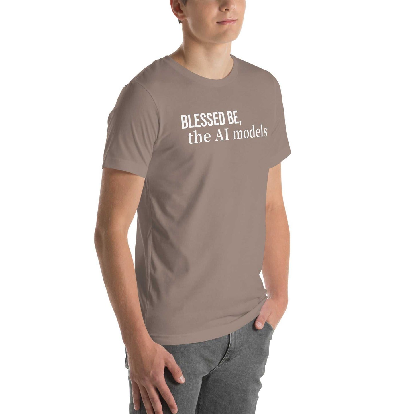 Binary Beatitudes AI T-Shirt featuring a scroll with 14 technological commandments