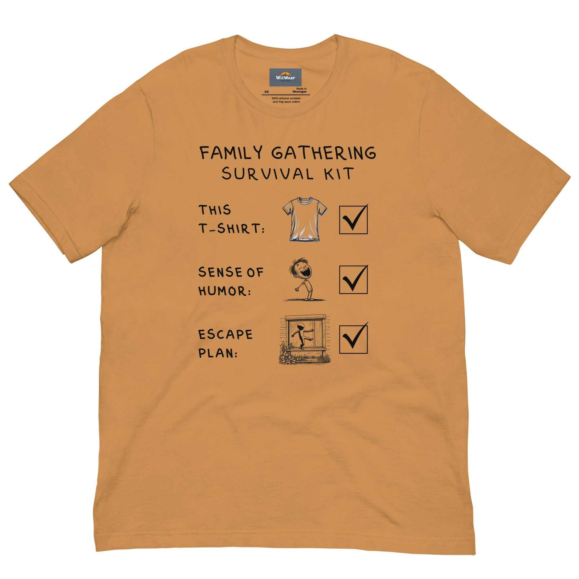 Family Gathering Survival Kit T-Shirt with humorous text