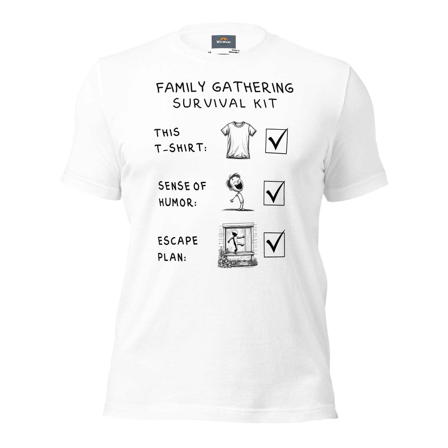 Family Gathering Survival Kit T-Shirt with humorous text